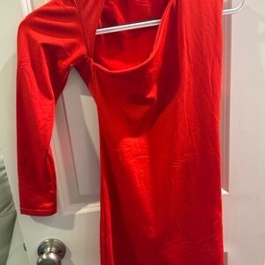 Vibrant Red Long Sleeve Dress